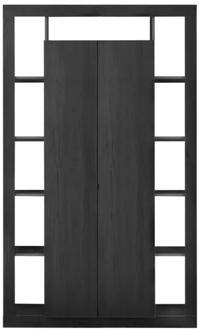 RIMINI könyves- és tárolószekrény, kétajtós – fekete kőris