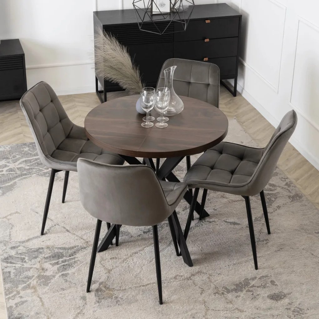 Bővíthető Étkezőasztal Dió/Fekete Színben. DORIAN 80-160 cm