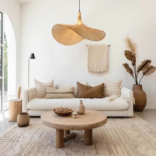 Immax 08290L - Csillár zsinóron SOMBRERO 1xE27/40W/230V átm. 80 cm rattan