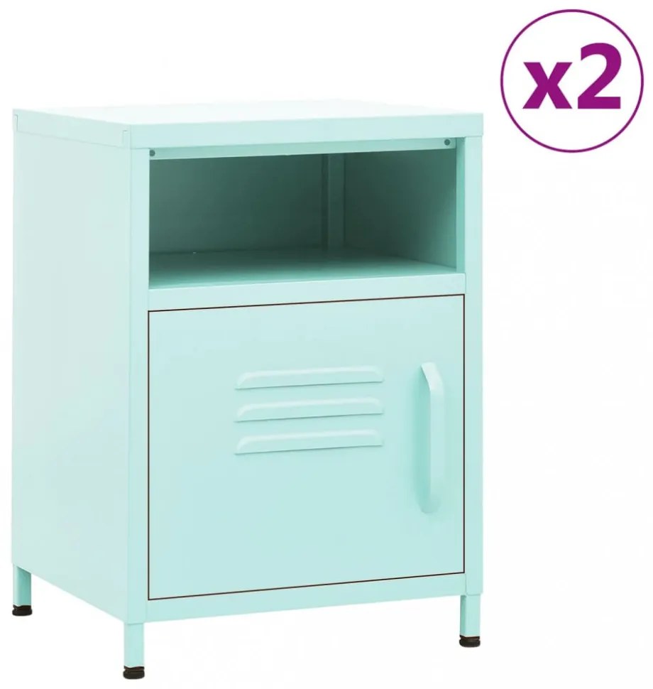2 db menta acél éjjeliszekrény 35 x 35 x 51 cm