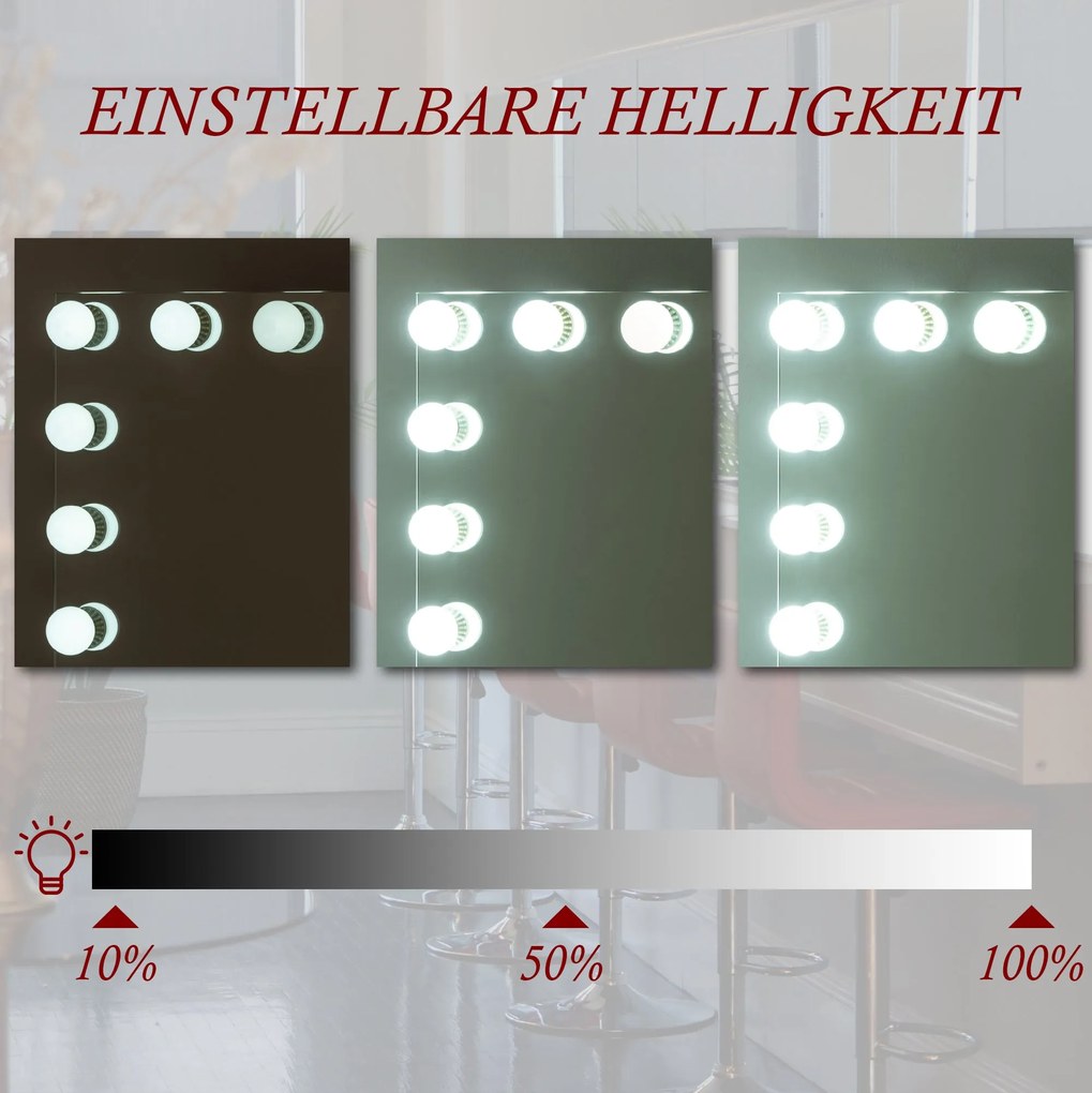 Hollywood tükör, LED-es sminktükör, dimmelhető (68 x 80 cm)