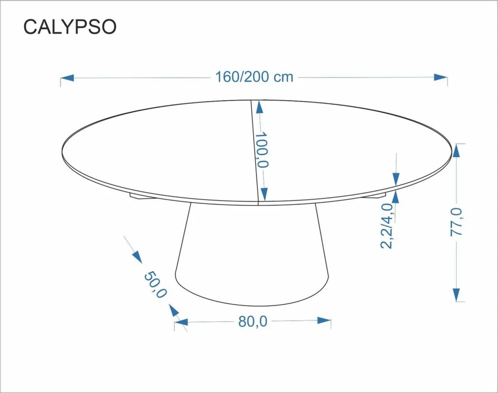 Calypso bővíthető étkezőasztal – natúr 160 - 200 cm
