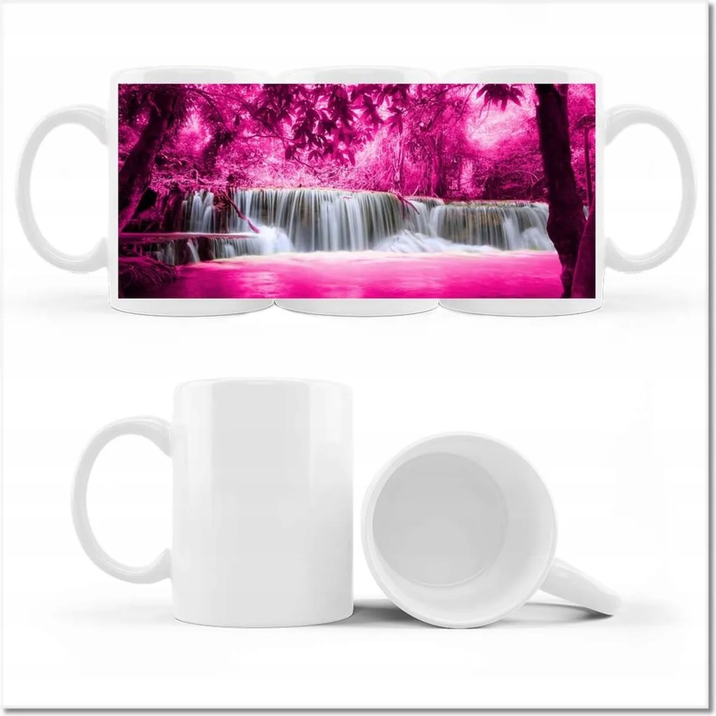 Fényképes bögre Rózsaszín vízesés Tájkép
