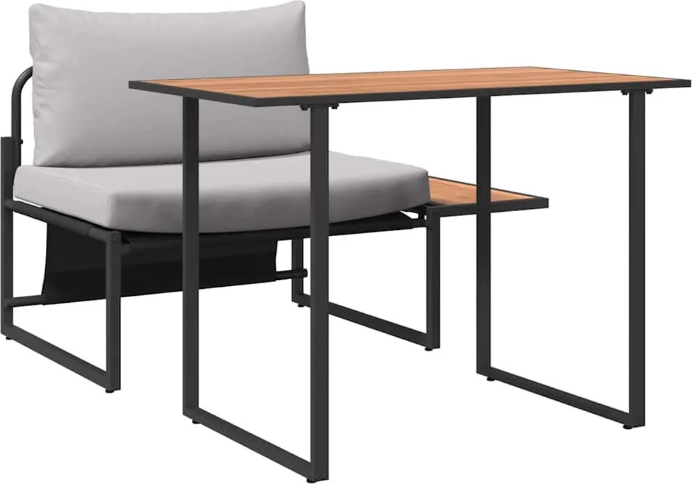 vidaXL Kültéri Acél Ülőgarnitúra 2 pcs Világosszürke Acél