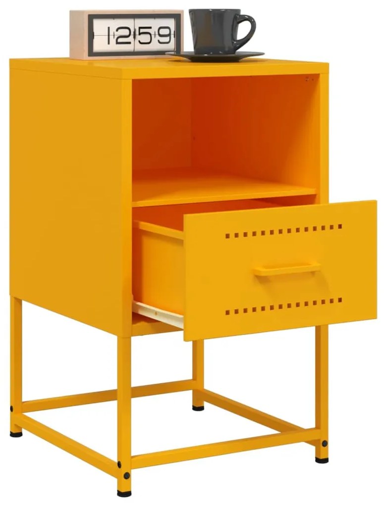 2 db mustársárga acél éjjeliszekrény 36x39x60,5 cm