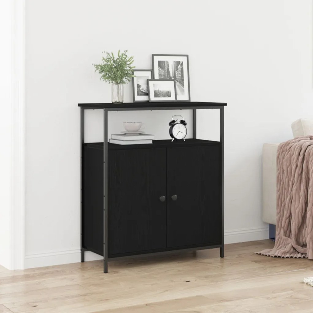 Oldalszekrény Fekete tölgy 70x30x80 cm Műanyag