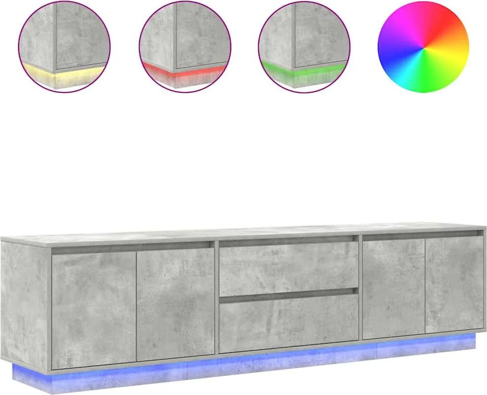 vidaXL betonszürke TV-szekrény LED lámpákkal 193,5x41x50 cm