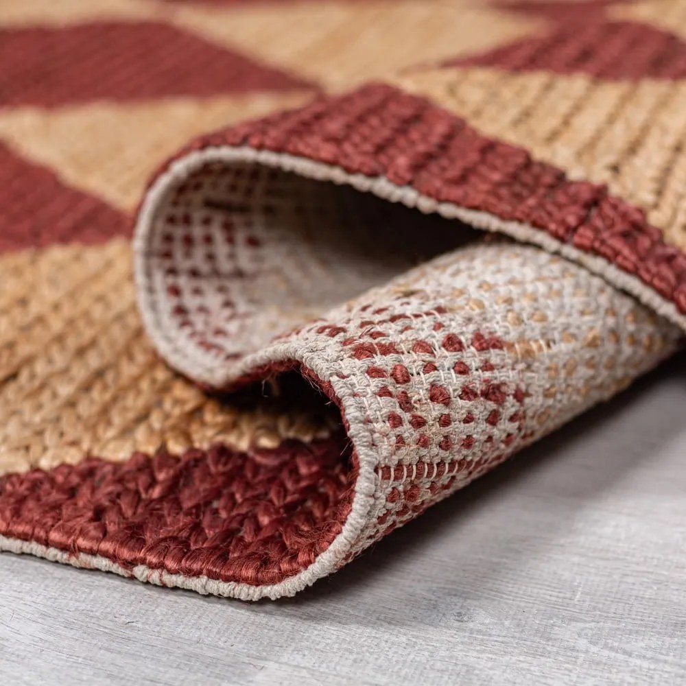 Terrakotta színű kézi szövésű jutakeverék szőnyeg 120x170 cm Effie Diamond – Flair Rugs