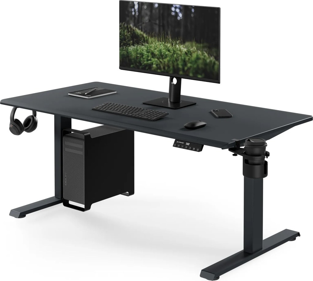 Elektromos íróasztal magasságállítással ergonomikus antracit,1400x700 mm: ARIA