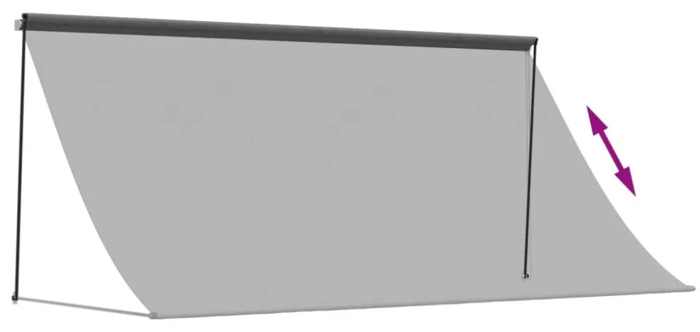 antracit szövet és acél feltekerhető napellenző 300 x 150 cm