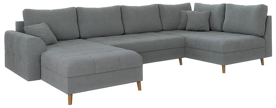 Szürke buklé sarokkanapé (bal oldali-U alakú) Ariella – Ropez