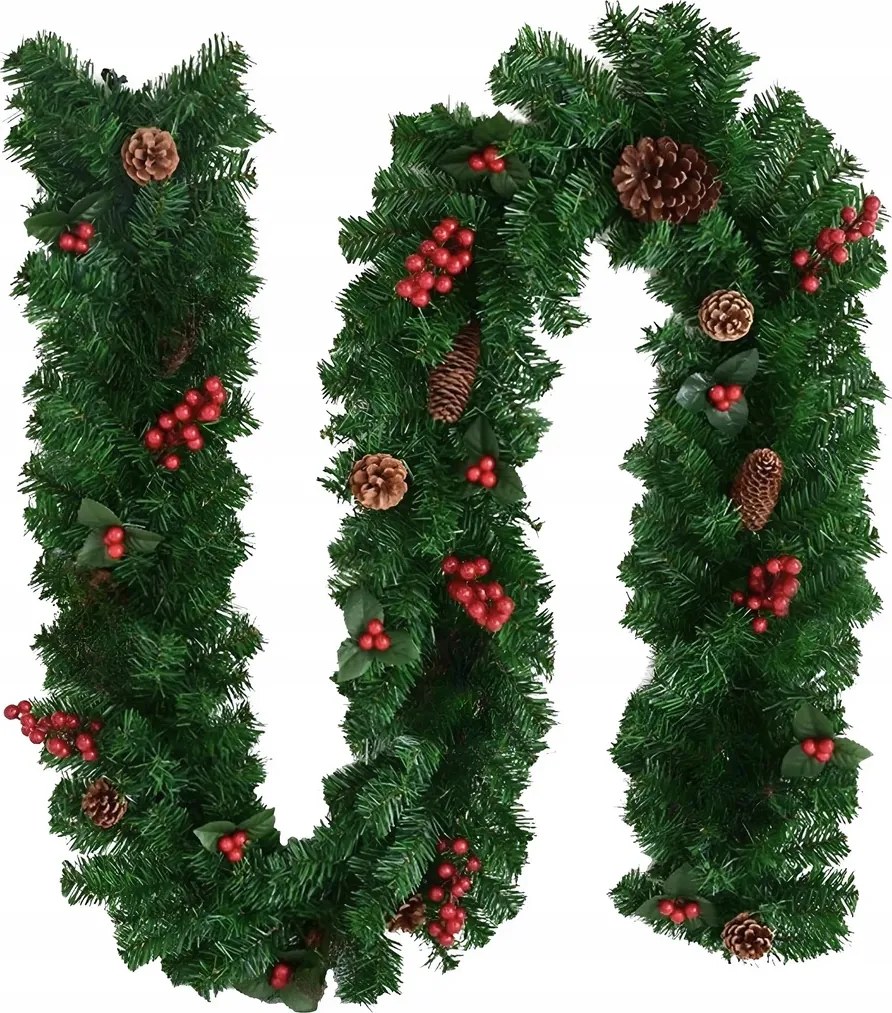 Karácsonyfa Lánc Girland Műfenyő Díszített Sűrű Zöld 100CM