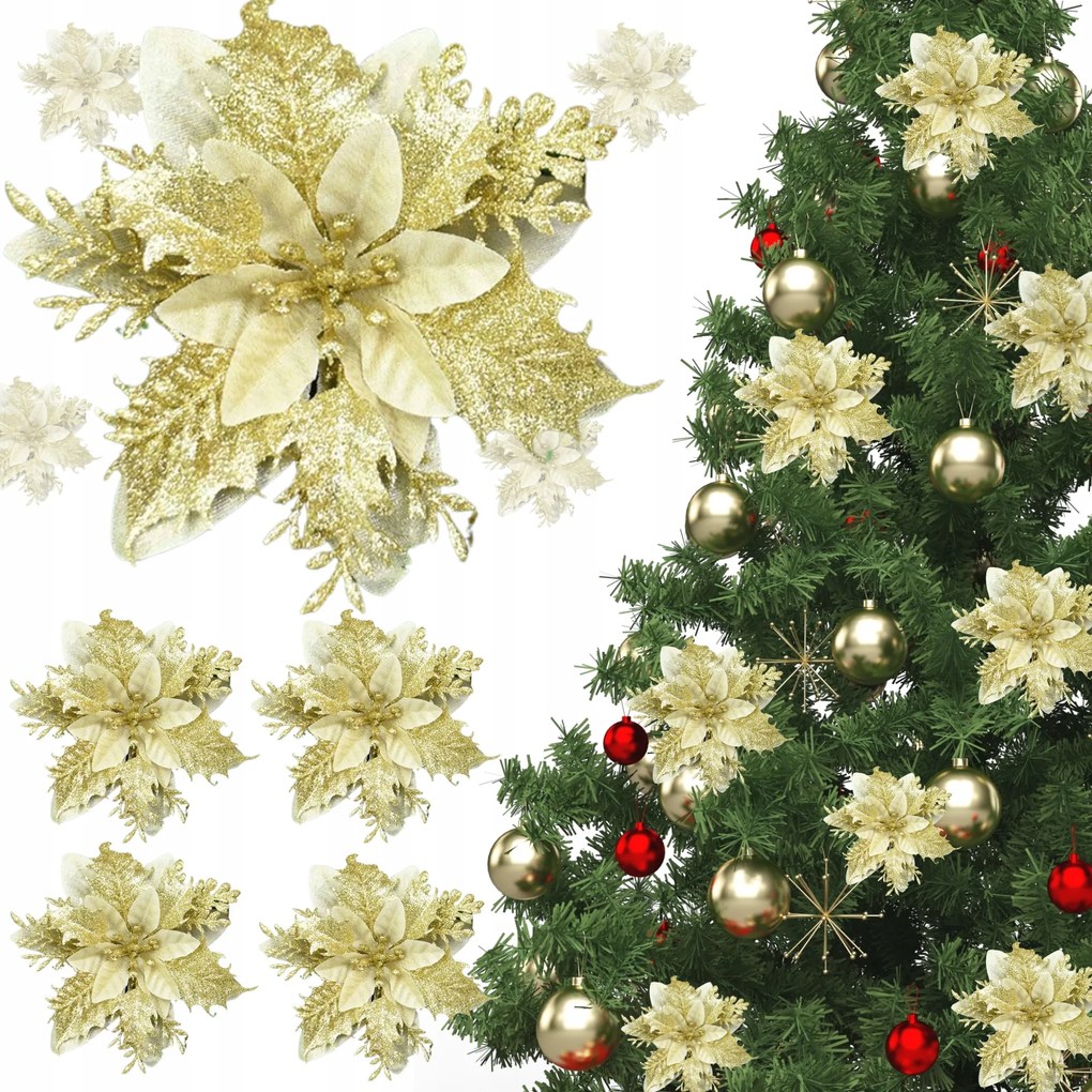 Betlehemi Csillag Karácsonyfa Virág Nád Mikulásvirág 6DB Dekoráció