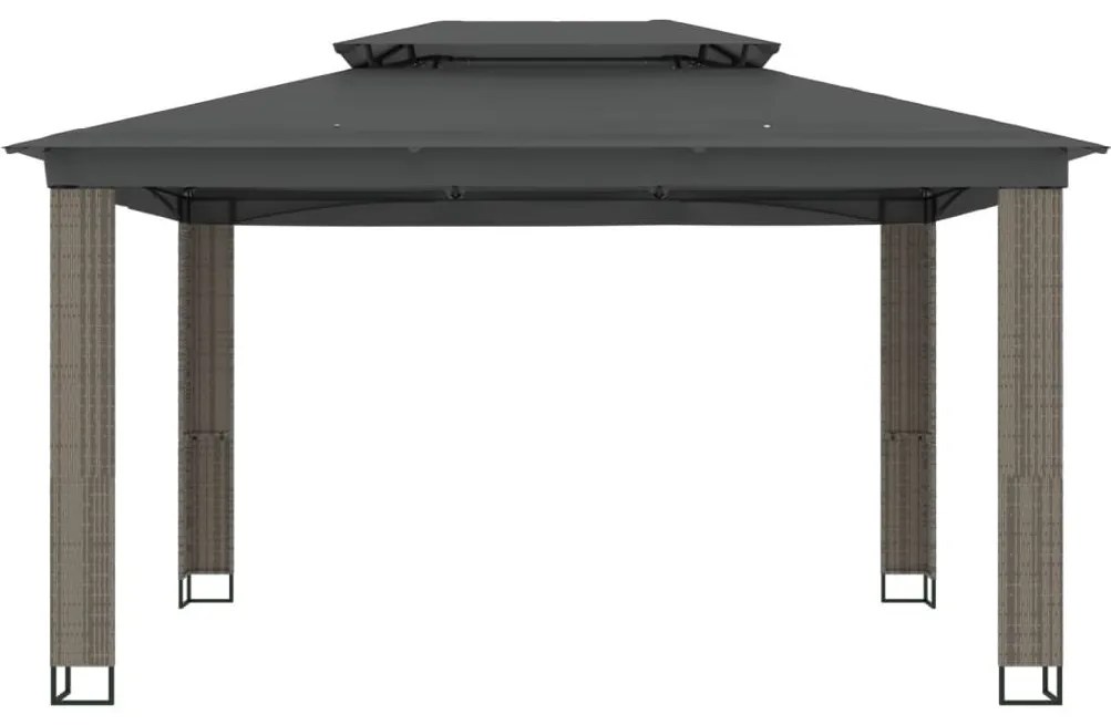 antracitszürke szövet dupla tetős pavilon 3,94 x 2,96 m