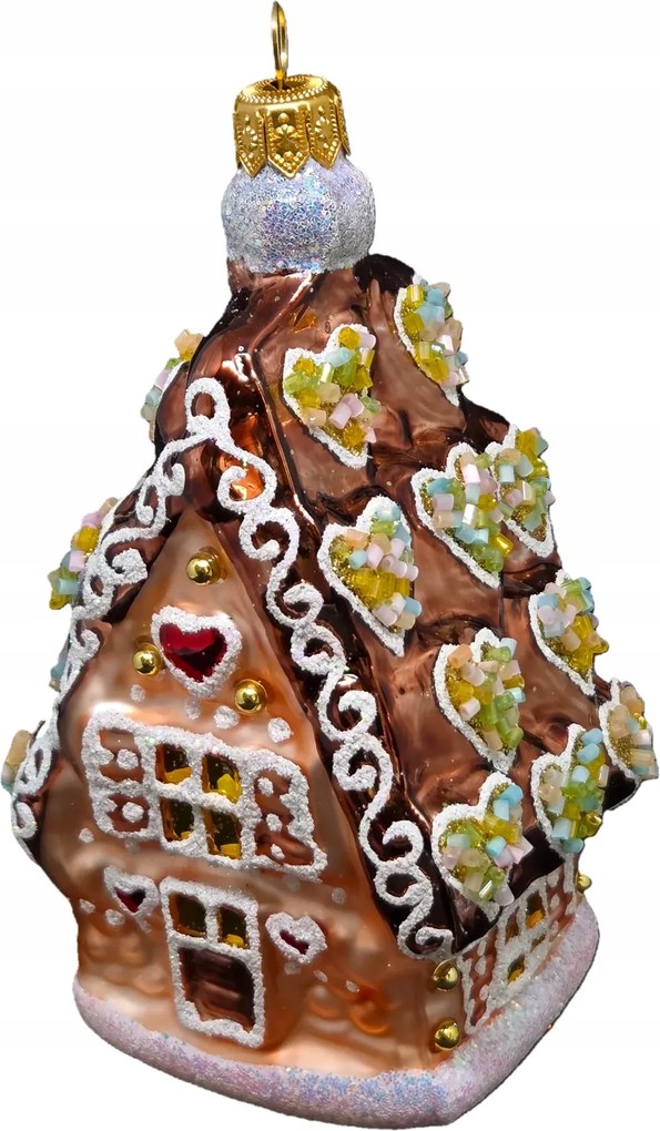 Mézeskalács házikó szívvel Kézzel festett gömb