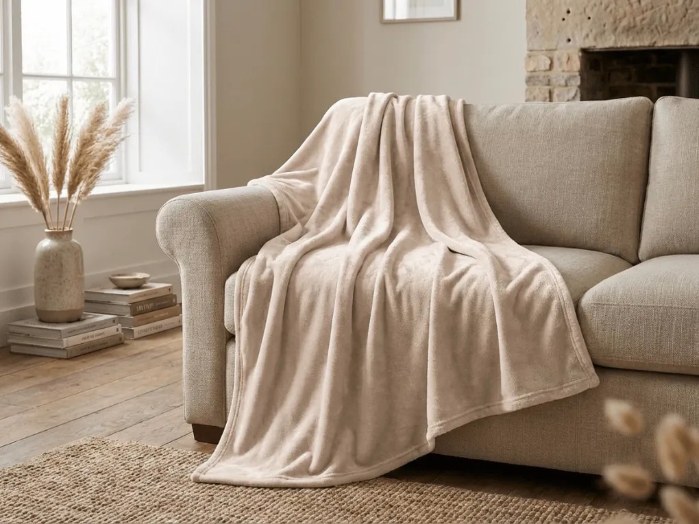 Mikroszálas takaró SOFT, bézs Méret: 160 x 200 cm