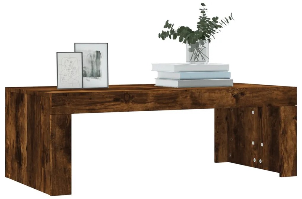 Füstös tölgy színű szerelt fa dohányzóasztal 102 x 50 x 36 cm