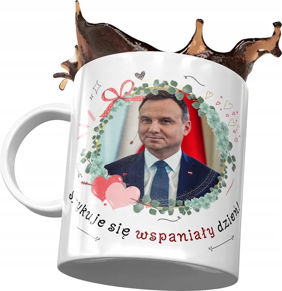 Bögre Andrzej Duda elnök Politikusok Ajándék Nyomtatott Fotóval
