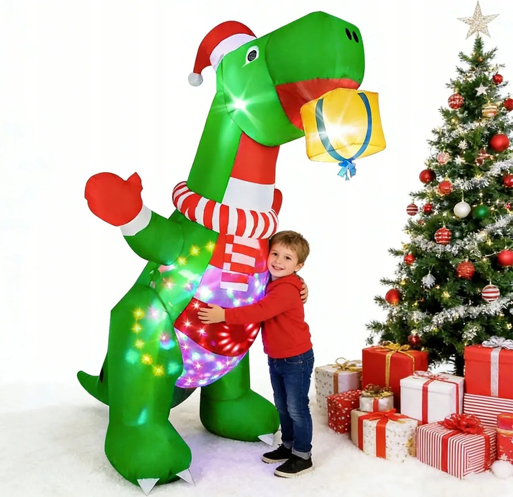 Dinoszaurusz Felfújható Led Megvilágított 240cm Dekoráció Karácsonyi Dekoráció XXL