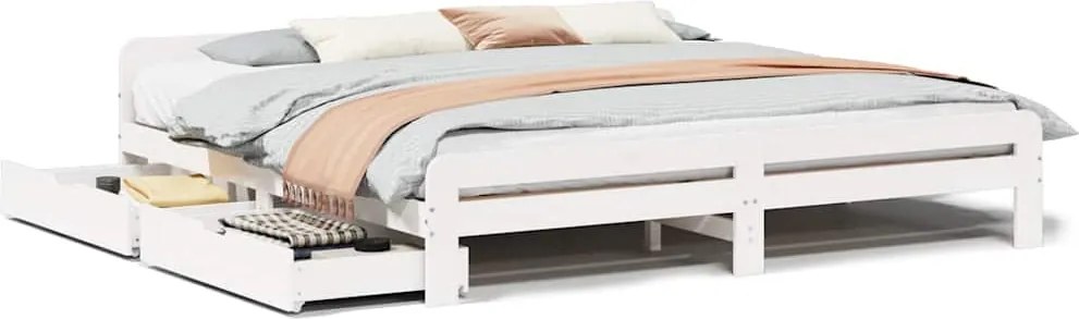vidaXL fehér tömör fenyőfa ágy matrac nélkül 180 x 200 cm