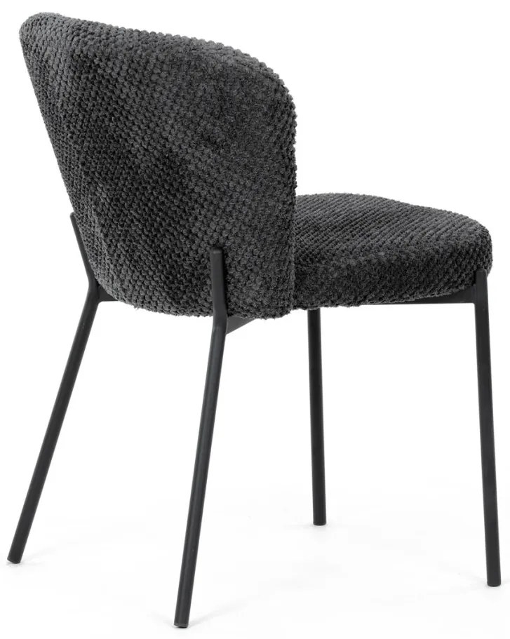 Scaun de sufragerie, stofă gri, picioare metalice negre