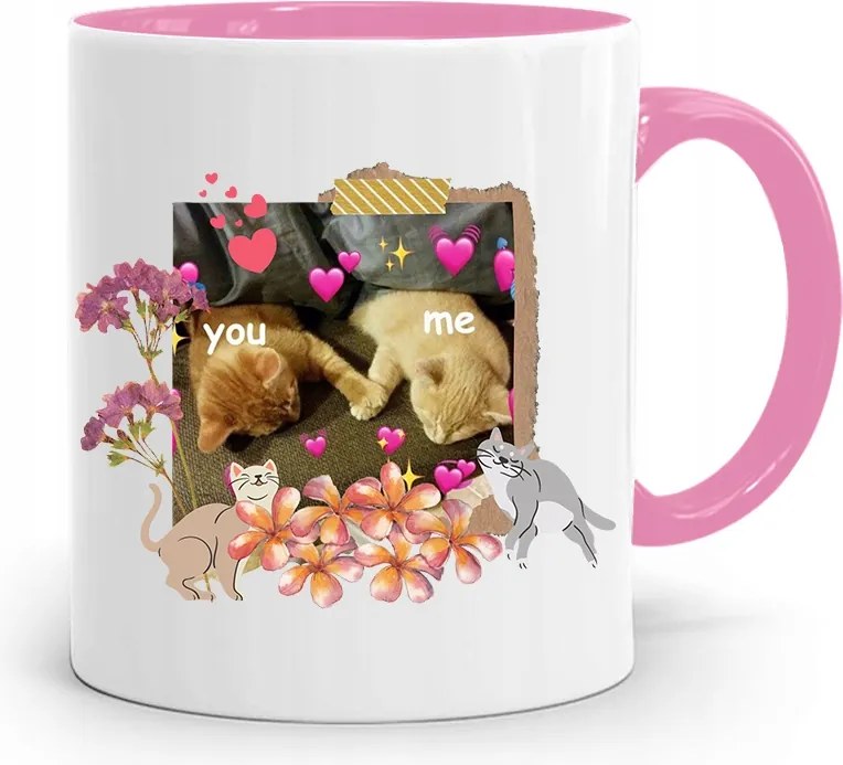 Rózsaszín Bögre You&amp;me Feleség Lánynak, fényképes nyomattal