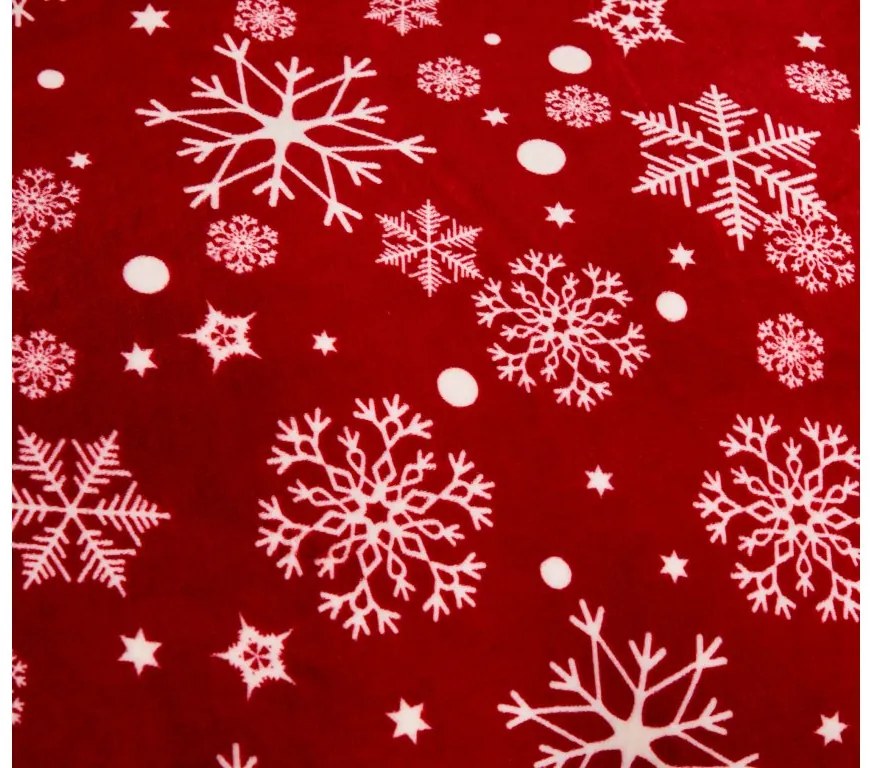 2 db Mikroplüss ágyneműhuzat SNOWFALL piros + Mikroplüss lepedő SOFT 180x200 cm fehér, kétszemélyes ágyhoz