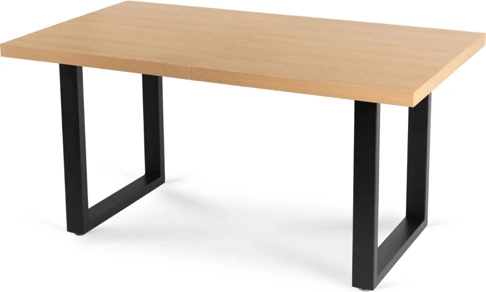 Étkezőgarnitúra: bővíthető asztal 160–260 cm arany tölgy / fekete színkombinációban + 8 db fekete velúr szék – EDWIN / IRYS