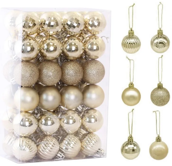 Karácsonyi díszek készlete GOLDBALL arany, 48 db