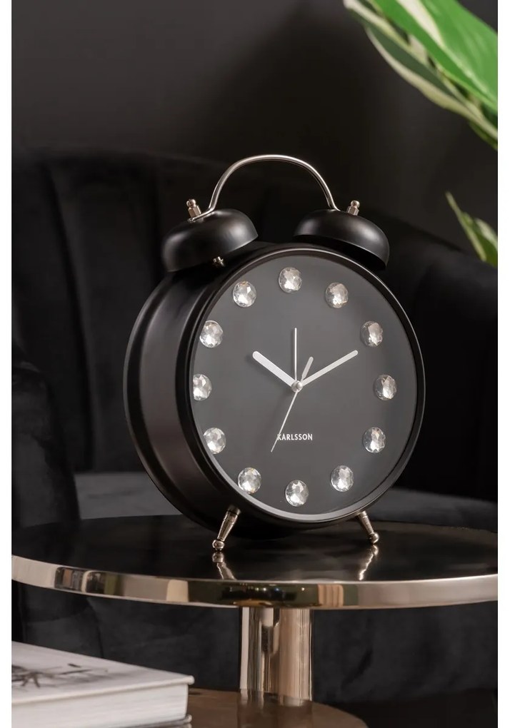 Karlsson 6019BK dizájner asztali óra/ébresztőórafekete, átmérő: 30 cm