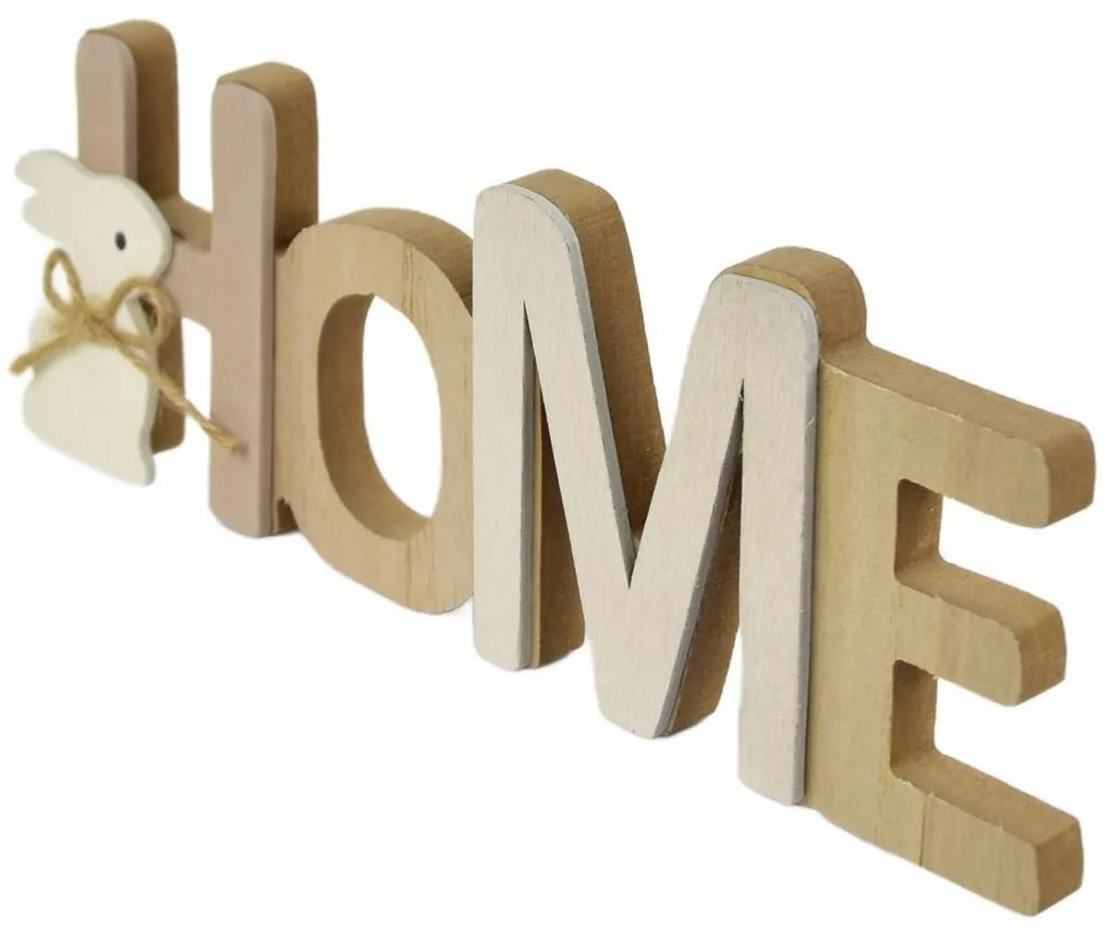 Fa HOME felirat nyuszival, 21,5 x 7,5 x 3 cm