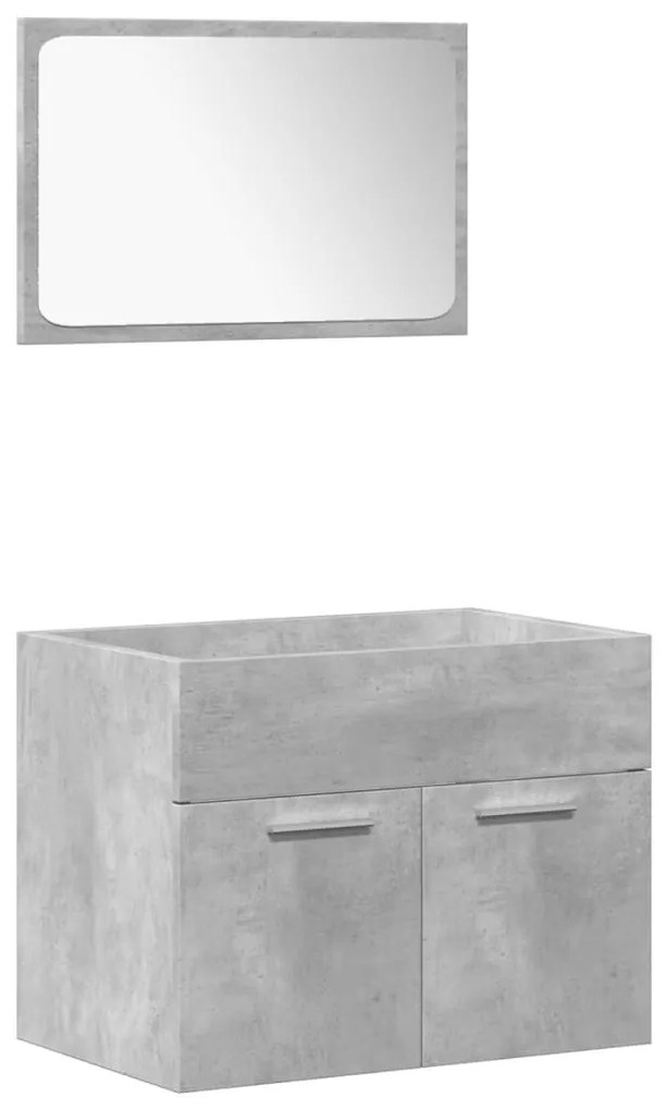 4 részes betonszürke szerelt fa fürdőszobai bútorszett