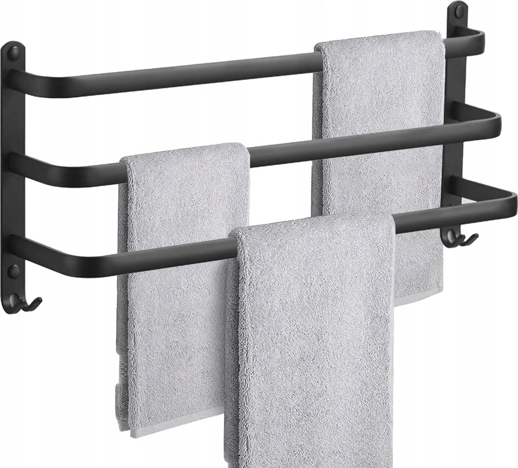 Fürdőszobai Törölközőtartó Fali Akasztó 30cm Fekete