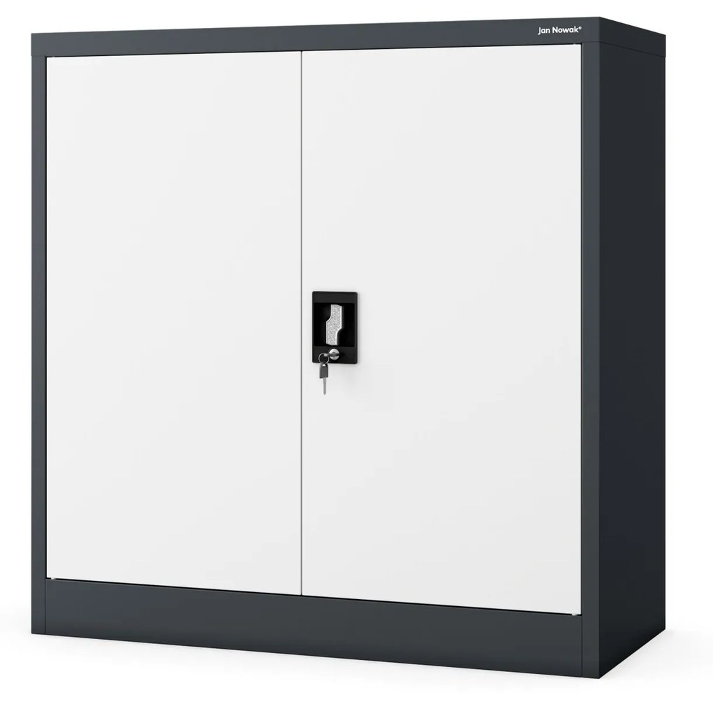 Alacsony fém irattartó szekrény BEATA, 900 x 930 x 400 mm, antracit-fehér