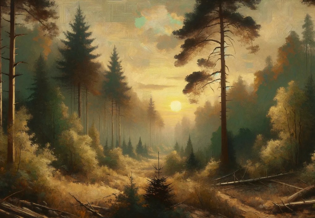 Fotótapéta - Napfény az erdőben (147x102 cm)