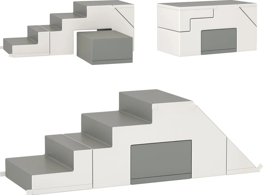 HOMCOM Puha Tégla 2db-os Foam Építő Blokk Készlet Óriás Blokk Építőjáték Foam Blokkok 1-3 Éves Gyerekeknek Szintetikus Bőr EPE | Aosom