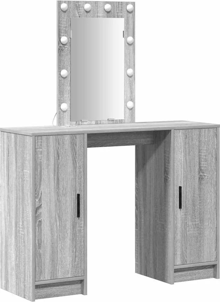 vidaXL Öltözködőasztal tárolóval Szürke 102 x 33 x 135 cm Faanyag