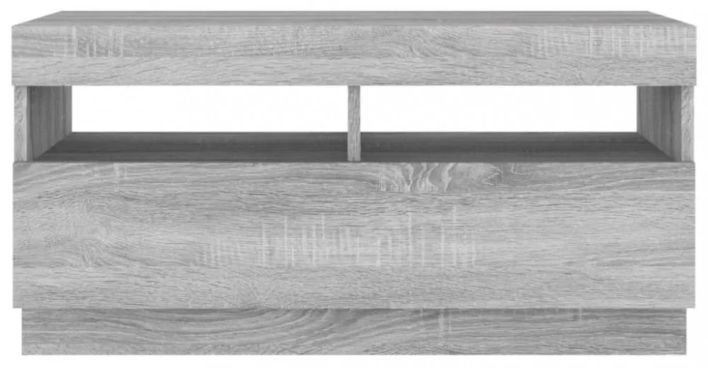 szürke sonoma TV-szekrény LED világítással 80 x 35 x 40 cm