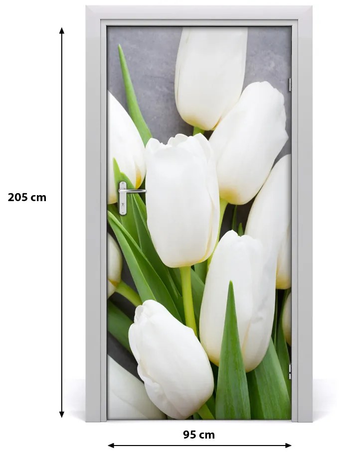 Poszter tapéta ajtóra fehér tulipán 95x205 cm