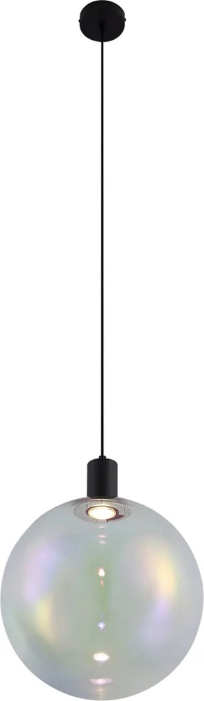 Design függőlámpa fekete szivárványos üveggel 35 cm - Mallon