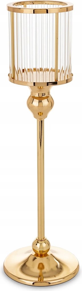 Arany színű fém gyertyatartó, nappali, otthon dekoráció glamour