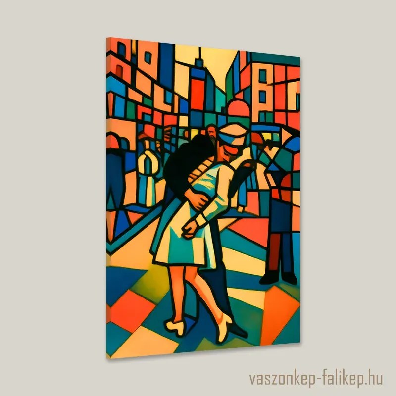 Csók a Time Square-en újragondolva falikép – modern városi hangulat 40x60cm