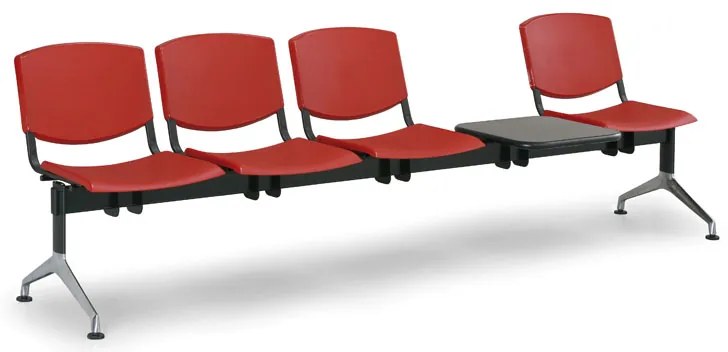 Design műanyag pad, 4 üléses + asztal, fekete