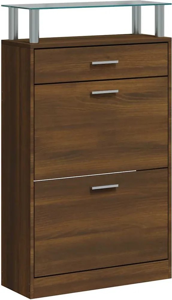 vidaXL barna tölgyszínű szerelt fa cipősszekrény 63x24x104 cm