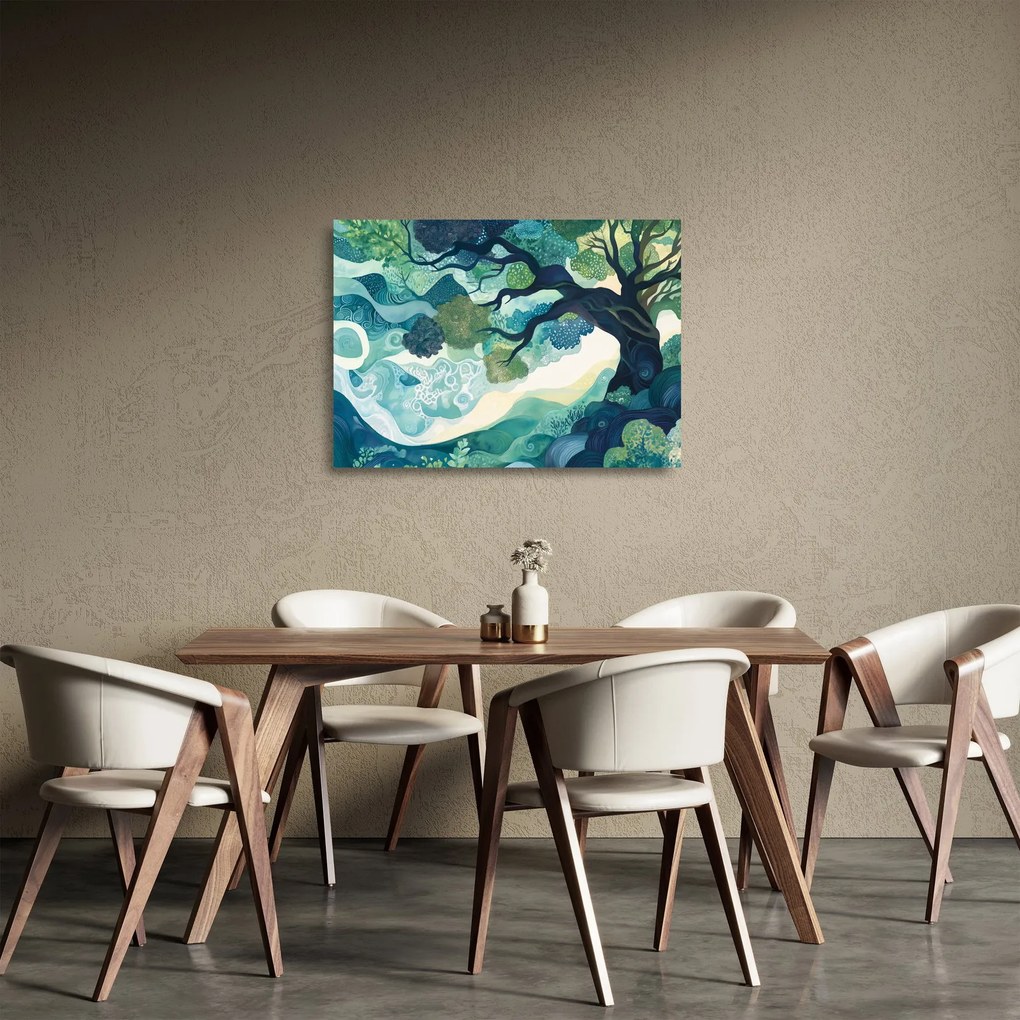 Üveg kép – Az életfa zöld lombkoronája (70x50 cm)
