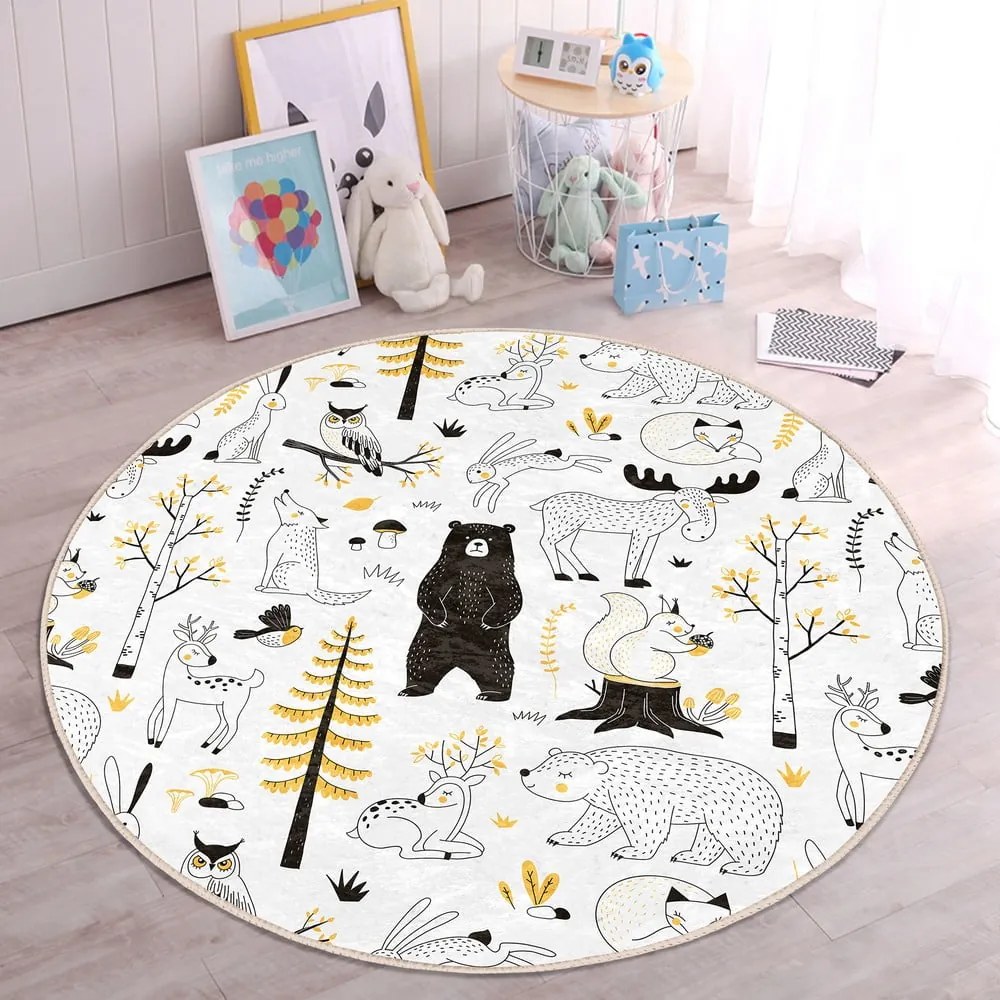 Sárga-fehér gyerek szőnyeg ø 80 cm Comfort – Mila Home