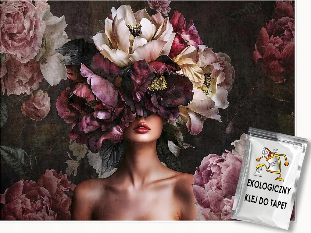 Fotótapéta Nő Virágok Vintage Hálószoba Nappali Tapéta Flizelina 250x175