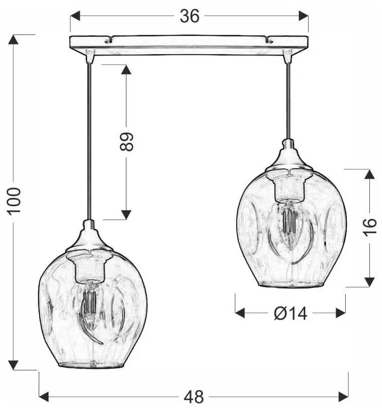 Fekete függőlámpa üveg búrával 14x48 cm Aspa – Candellux Lighting