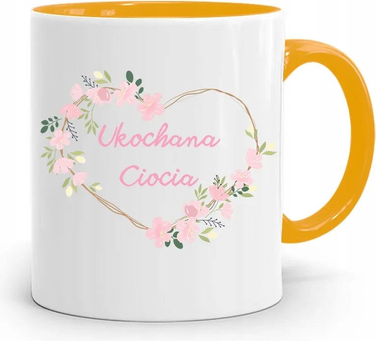 Sárga Bögre Ajándék Nagynéninek Szeretett Nagynéni Nyomtatott Fényképpel