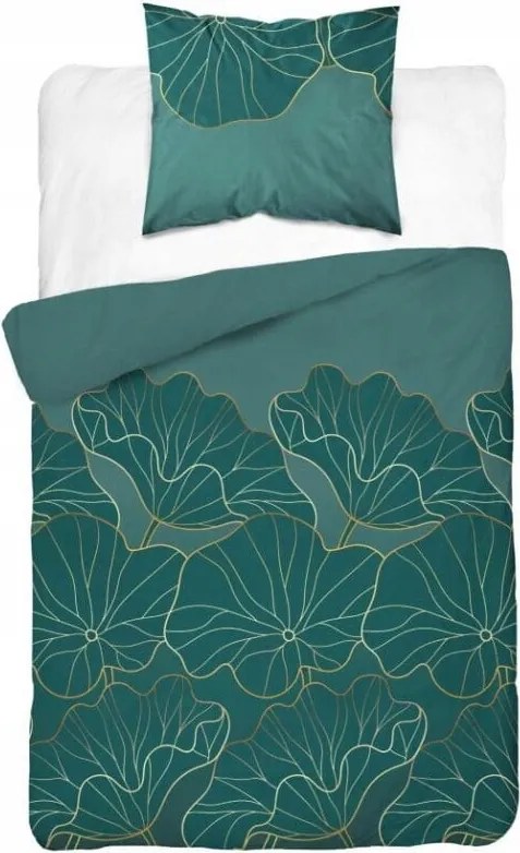 Szatén Ágyneműhuzat Garnitúra 140x200 Virágos Zöld